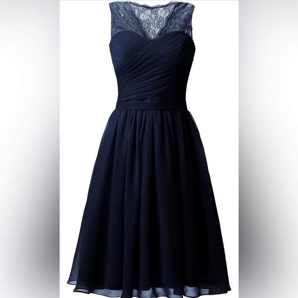 Elegant Dark Blue Evening Dress (054) - Picture 1 of 5